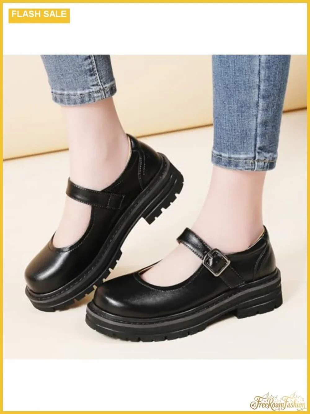 Women's Mary Jane Platform Oxford Chunky Non-Slip Faux Leather